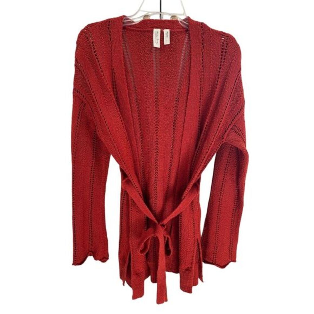 Anthropologie Meadow Rue Women's Orange Red Belted Cardigan Sweater Size‎ S